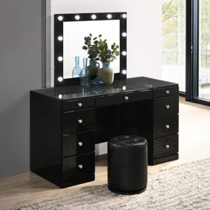 EVA BLACK VANITY SET WITH A STOOL