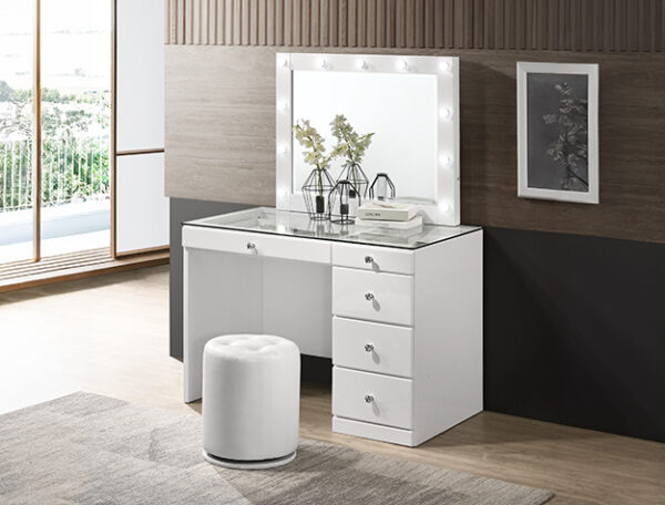 MORGANTY VANITY SET WITH A STOOL (WHITE)