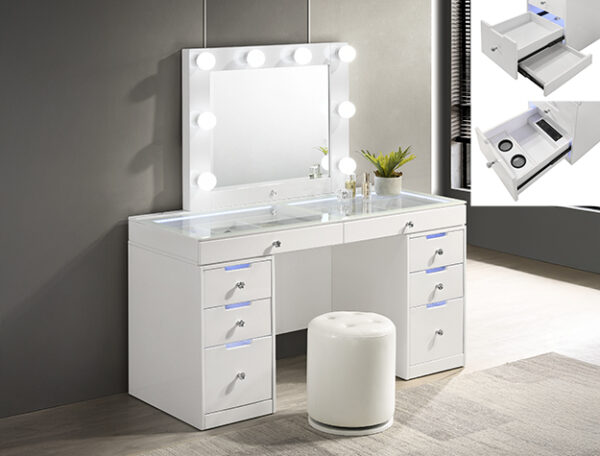 LUXY WHITE VANITY WITH A STOOL