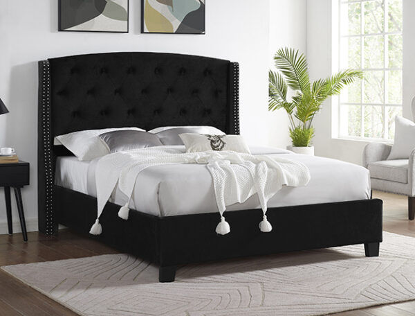 LULU KING UPHOLSTERED BED-BLACK VELVET